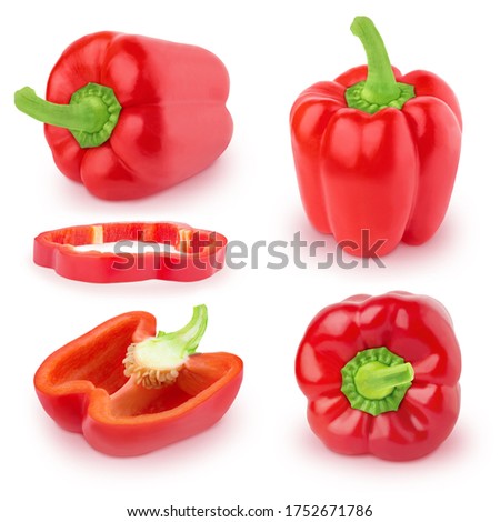 Set of red Bell peppers isolated on a white background. Clip art image for package design.