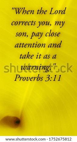 Bible verse about warning of God with yellow leaf background 