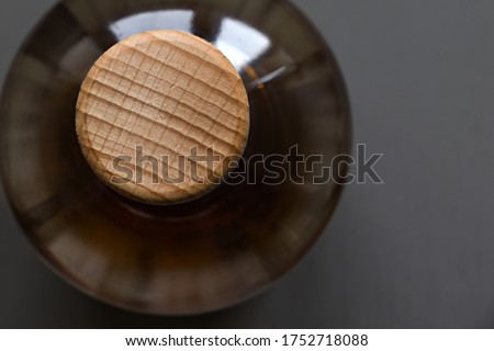 cork in a bottle with whiskey closeup top view Royalty-Free Stock Photo #1752718088