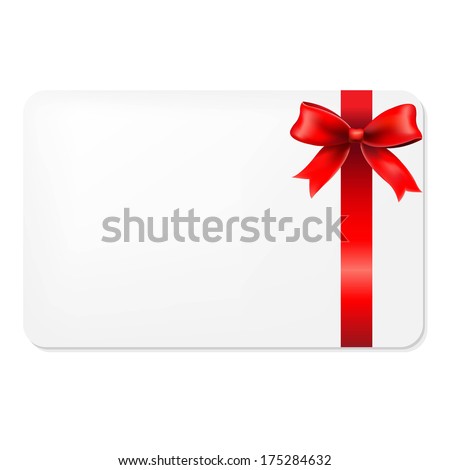 Red Bow And Blank Gift Tag, With Gradient Mesh, Vector Illustration Royalty-Free Stock Photo #175284632