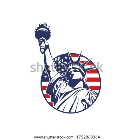 circle liberty logo with usa america flag vector illustration Royalty-Free Stock Photo #1752868364