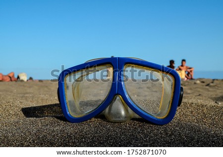 Diving Mask on the Sand Beach , digitally created photo image