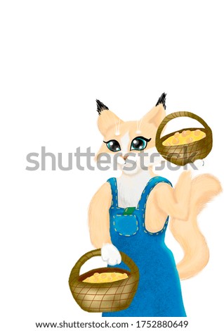 cat holds basket with money coins gold wealth