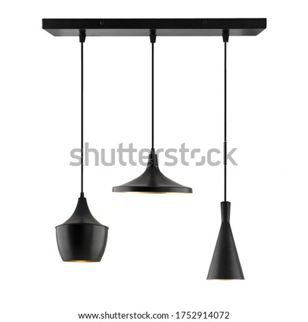 3 Light Cluster Industrial Shade Hanging Light Black Pendant Ceiling Lamp Isoladed Royalty-Free Stock Photo #1752914072