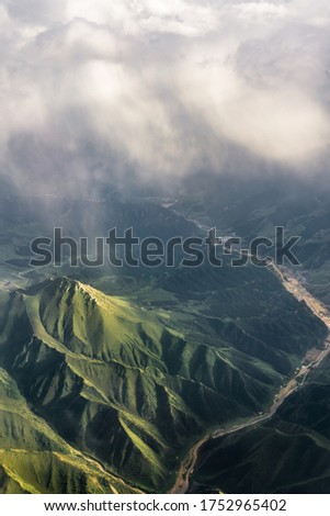 Aerial photos of mountain and grassland roads in Urumqi, Xinjiang, China