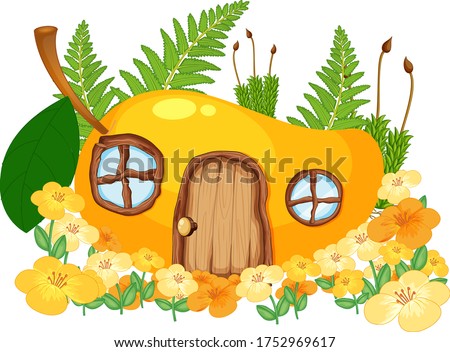 Isolated fantasy mango house  illustration