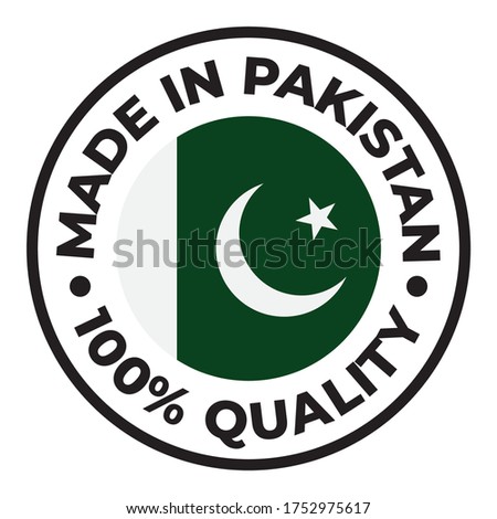 Vector circle symbol. Text Made in Pakistan with flag. Isolated on white background.