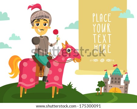 Funny knight on a horse with a flower