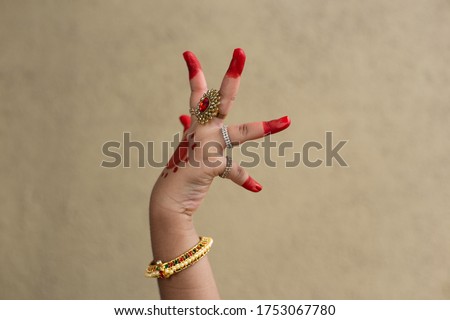 Hand posture sign Alapadma from Bharatanatyam the oldest classical dance tradition of India.