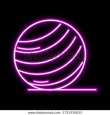 Pilates ball icon. Glowing sign logo vector