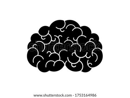 Human brain black simple icon. Brain abstract icon isolated on a white background. Stylized brain clip art