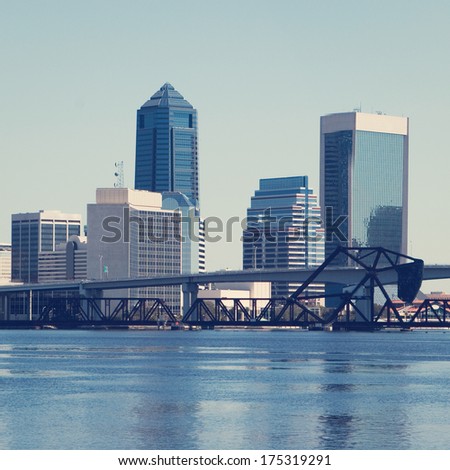 Downtown Jacksonville, Florida with retro effect.