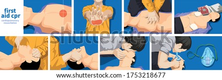 Emergency first aid emergency rescue cardiopulmonary procedures vector art Royalty-Free Stock Photo #1753218677