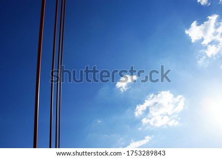 bridge construction of the bridge with pylons Warsaw lines ropes only white clouds