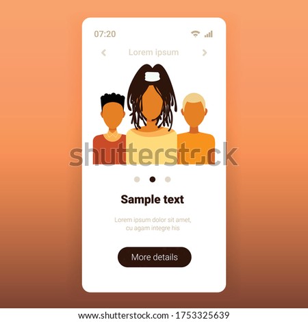 african american people against racial discrimination blackout tuesday black lives matter concept social problems of racism portrait smartphone screen copy space vector illustration Royalty-Free Stock Photo #1753325639