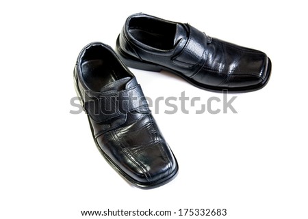 Black patent leather men shoes against white background 