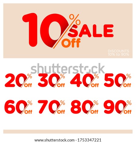 Discount Sale talkers or tags set, 10, 20, 90, 80, 30, 40, 50, 60, 70, 80, 90 percent off. Sale and discount labels Royalty-Free Stock Photo #1753347221