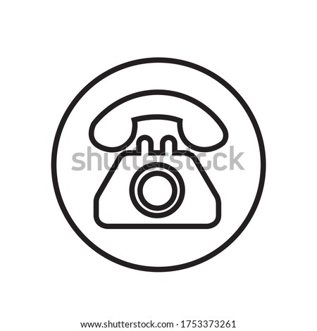 Telephone icon vector illustration. black and white land phone clip art