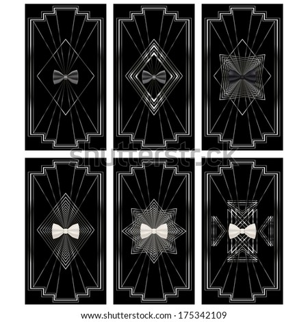 Vector card with a small bow tie art deco