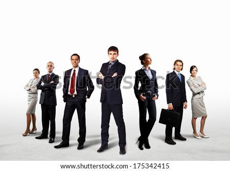Image of businesspeople group posing. Teamwork concept