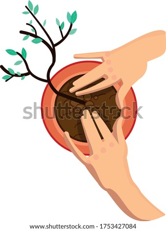 vector hands and plant art
