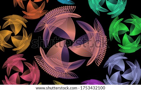 This abstract line art design is made from a simple form that is transformed into a more complex, colorful and unique form. It is suitable for icons, symbols, logos, backgrounds or templates.
