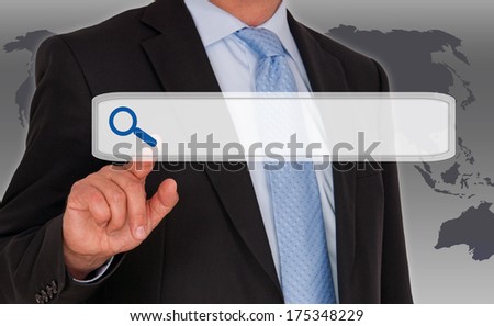 Businessman touching screen - Internet search