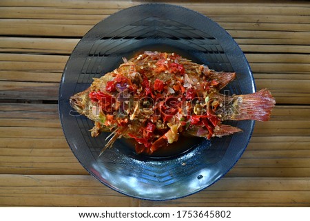 Ikan Sambal Pecak. Halibut Fish is traditional food from Indonesia.