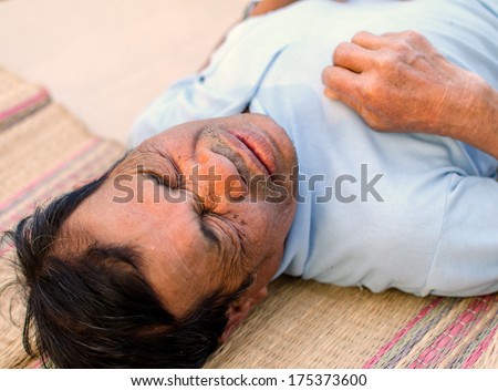 Pain concept. portrait of senior mature, elderly man very sad and depressed. Royalty-Free Stock Photo #175373600