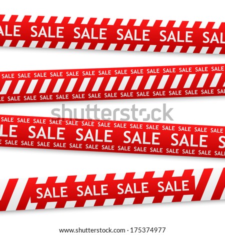 vector red bent sticker with white sale sign Royalty-Free Stock Photo #175374977
