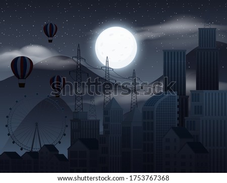 Background scene with dark sky illustration