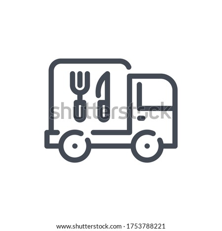 Food Delivery Service line icon. Food Delivery Truck vector outline sign.