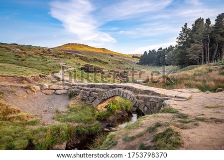 Burbage Valley South, in the dramtic Peak Distric, fantastic adventure travel destination or holiday vacation to view picturesque scenery at sunrise or sunset Royalty-Free Stock Photo #1753798370