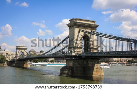 Széchenyi Chain Bridge in Budapest Royalty-Free Stock Photo #1753798739
