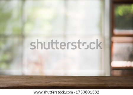 Empty on wood table,for display product presentation,interior or home blurred background.-image.