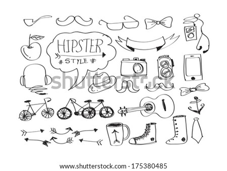 Hipster style  elements and icons set 