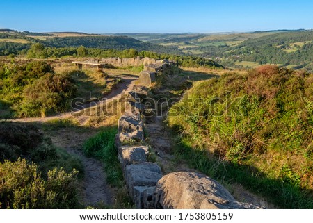 Suprise View, Hathersage in the dramtic Peak Distric, fantastic adventure travel destination or holiday vacation to view picturesque scenery at sunrise or sunset Royalty-Free Stock Photo #1753805159