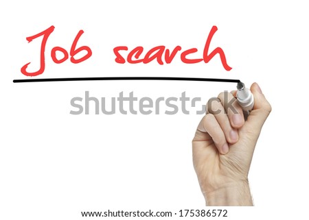 Hand writing job search on a white board - hiring concept for hire