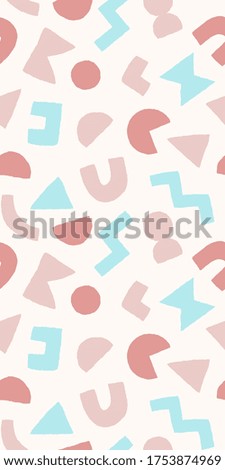 Colorful seamless pattern with bold geometric shapes. Vector abstract background with modern Scandinavian cut out elements.