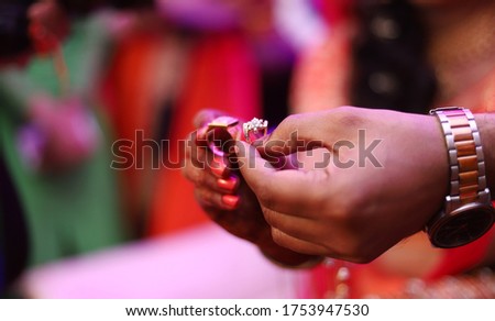 Indian traditional wedding closeup rings