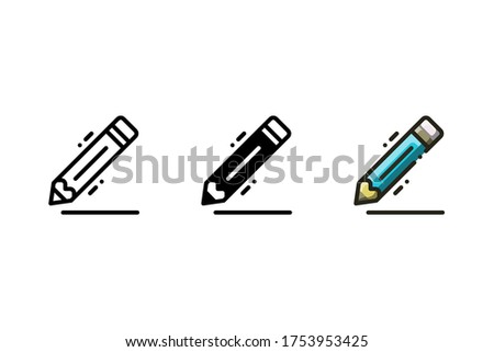 Pencil icon. With outline, glyph, and filled outline style