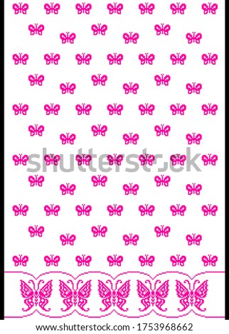 pixel pattern of butterflies for knitting and embroidery