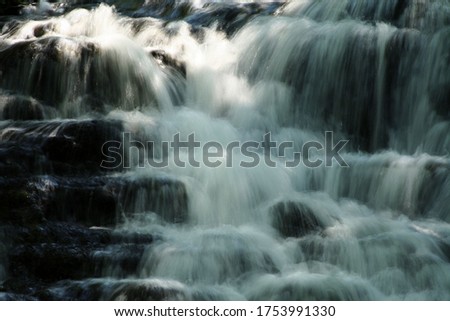 Water flowing over land and rocks