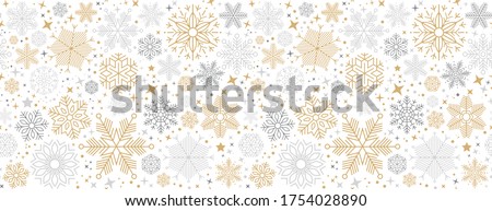 Simple Christmas seamless pattern with geometric motifs. Snowflakes and circles with different ornaments. Retro textile collection. On white background Royalty-Free Stock Photo #1754028890