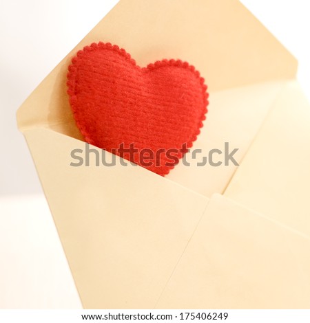 The red heart from the envelop