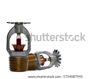 Fire sprinkler nozzle upright fast response isolated white background.