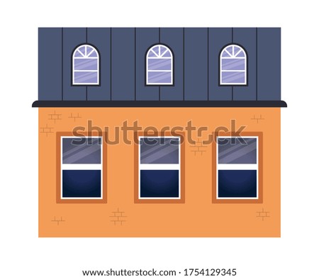 windows outside orange building design, architecture home and house theme Vector illustration