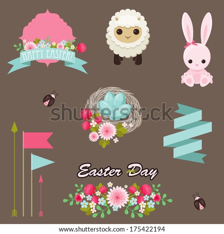 Easter design elements vector collection.