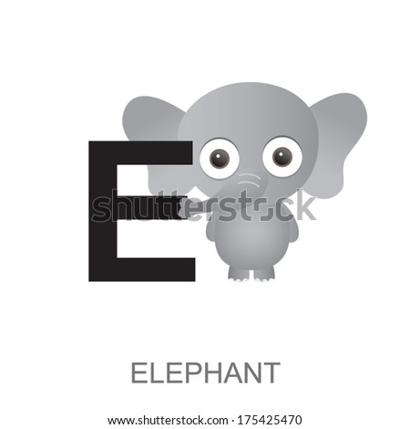 illustration of isolated animal alphabet. E is for alephant. Vector illustration.