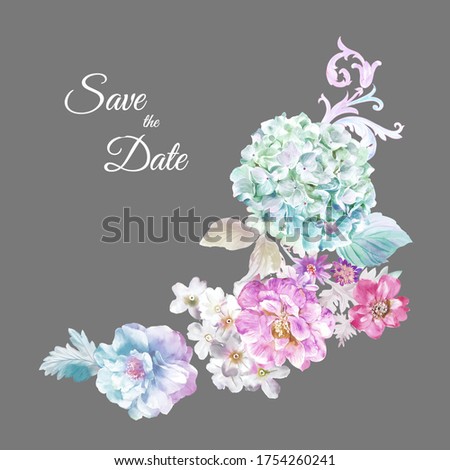 Beautiful watercolor flower, suitable for fabric, greeting card, wallpaper, packaging